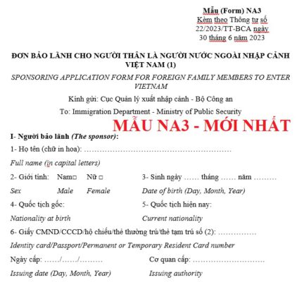 MẪu đơn bảo lãnh cho người thân nhập cảnh