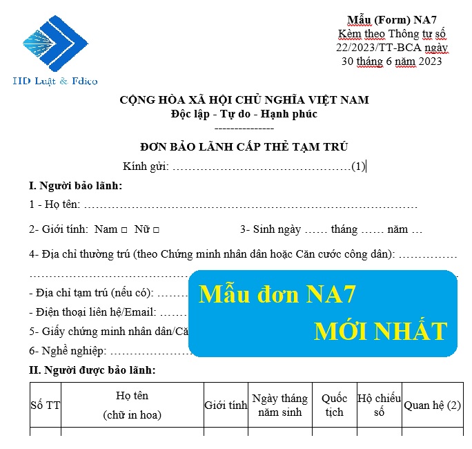 Mẫu NA7 mới nhất